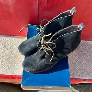 Sperry Harlow Black Suede Womens Wedge Booties